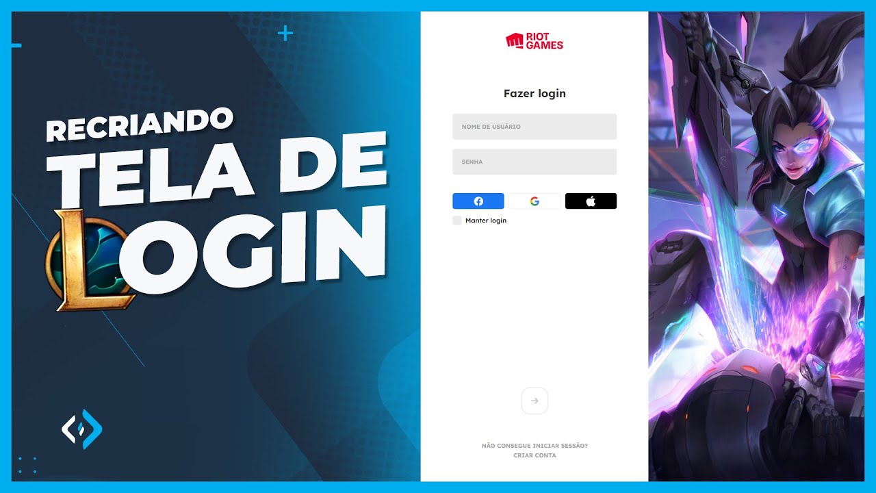 Tela de Login do League of Legends com HTML, CSS e JavaScript