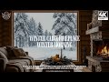 ❄️ Winter Cabin Fireplace 4K | Soft Piano & Gentle Snow Ambience for Relaxation & Focus 🔥🎹