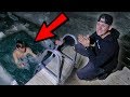 DIVING INTO ROMAN ATWOOD’S ICE POND! *freezing*