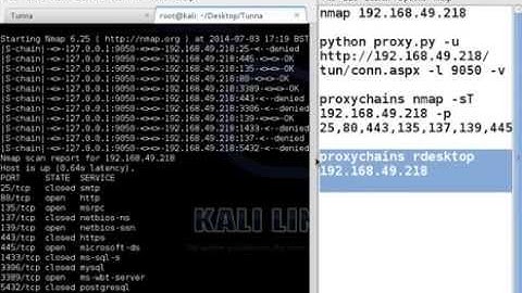 HTTP tunneling with Tunna v1.1a using proxychains