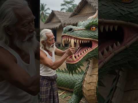 Old Man Builds a Giant Dragon from Palm Leaves! 🐉🌿