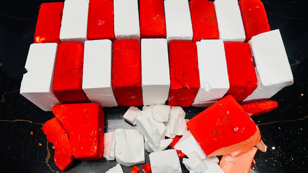 Colorful Orange Dyed Gym Chalk ASMR Crush | Satisfying ASMR Chalk Video 