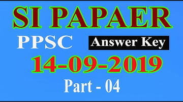 Sub Inspector Past paper (14-09-2019) PPSC : Sub Inspector 2019 paper : Part - 04