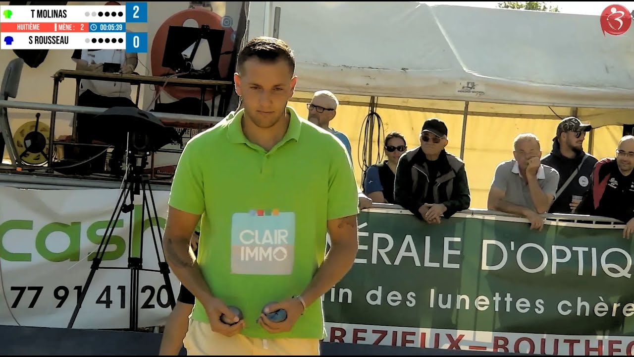 Miniature : Huitième T MOLINAS vs S ROUSSEAU : Supranational à pétanque d'Andrézieux-Bouthéon 2022