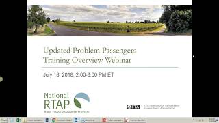 National RTAP Webinar: Updated Problem Passengers Training Overview