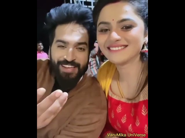 Varumika cute moments || anbe vaa serial varun and bhoomika off screen moments 💙💫 #anbevaa #varumika class=