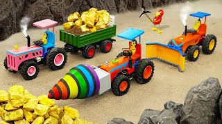 Diy tractor mini Bulldozer cleaing Stone Road | diy Drilling Machine Mining Gold | HP Mini