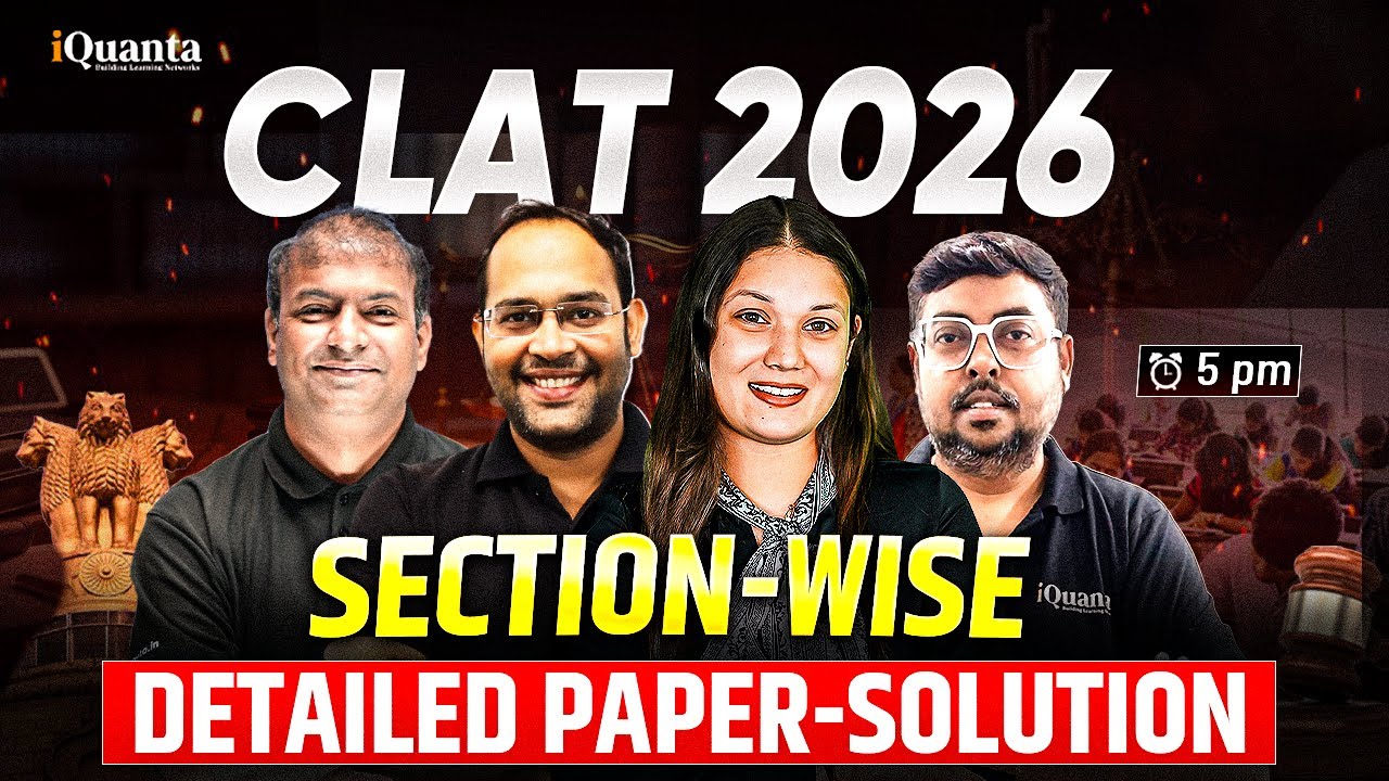 CLAT 2026 Paper Solution LIVE | Section Wise Breakdown & Real Exam ...