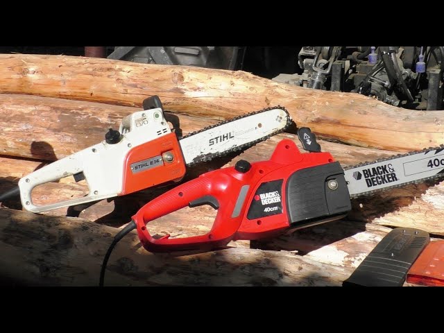 Elektro-Kettensäge Stihl vs. Black & Decker, teuer vs. billig, electric  chainsaw expensive vs. cheap - YouTube