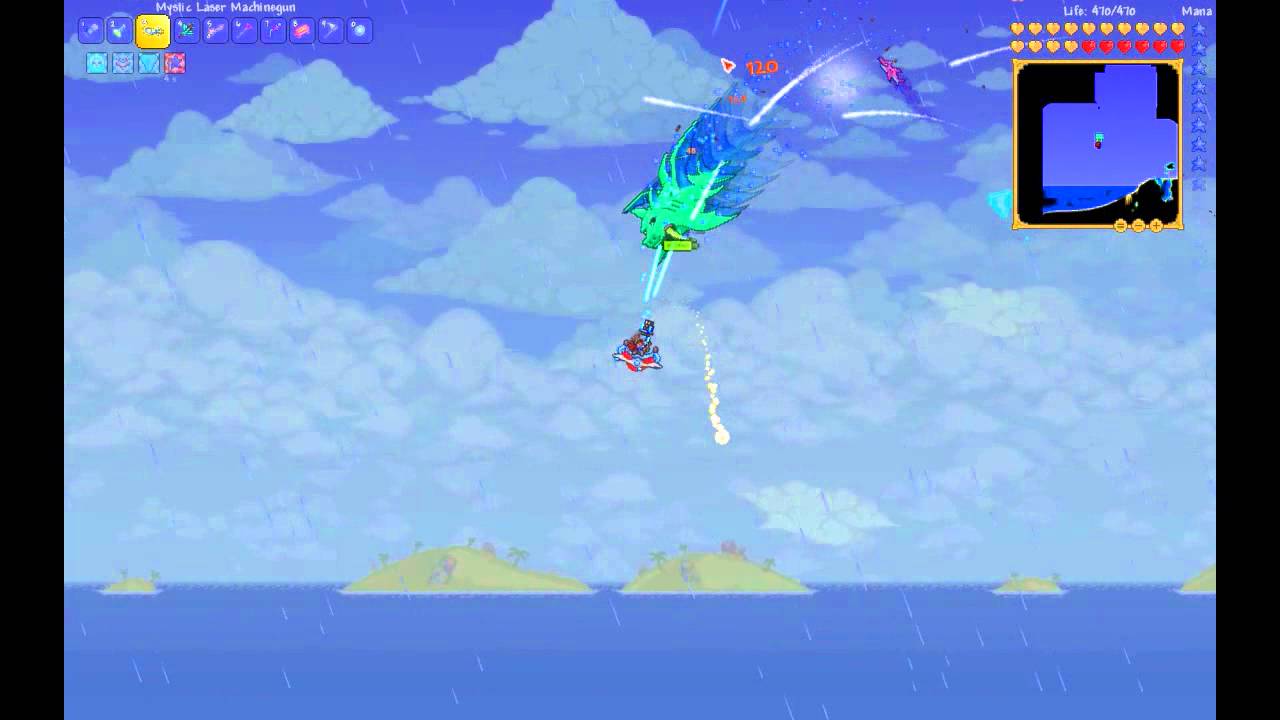 Terraria 1.3 Duke Fishron solo Laser Machinegun / UFO mount YouTube