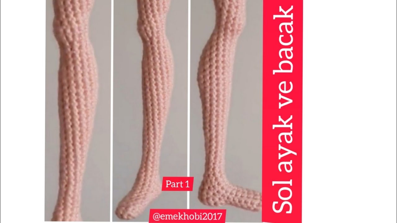 Amigurumi, Barbie Bebekte Sol bacak Yapılışı PART1 (ENG SUBTİTLES ON)