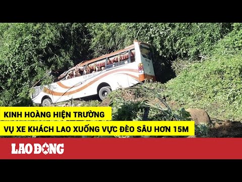 Video Kinh hoàng hình ảnh hiện trường vụ xe khách lao xuống... - youtube
