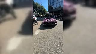 Pink Lamborghini Aventador SVJ Roadster V12 Sound