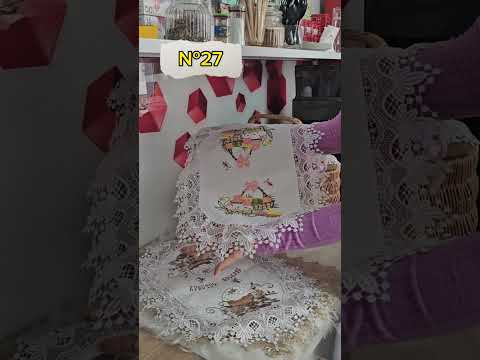 Вишита серветка на пасхальний кошик з ажурним мереживом 40х60 см №36, видео 1