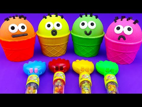 DIY How to make Play Doh Ice Cream Cups Animals Surprise Toys Doreamon Kinder Surprise Eggs