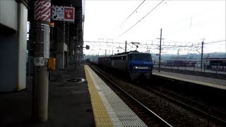 JR貨物 EF200-18号機[吹] 貨物列車1091レ【YOKOHAMAタイヤUV50Aコンテナ付き＆遅延】