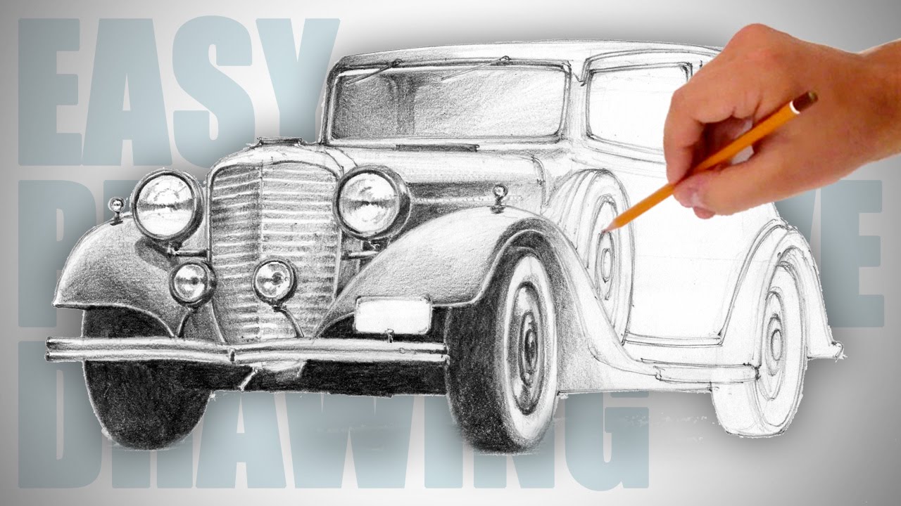 How To Draw A Retro Car Easy Perspective Drawing 18 Youtube