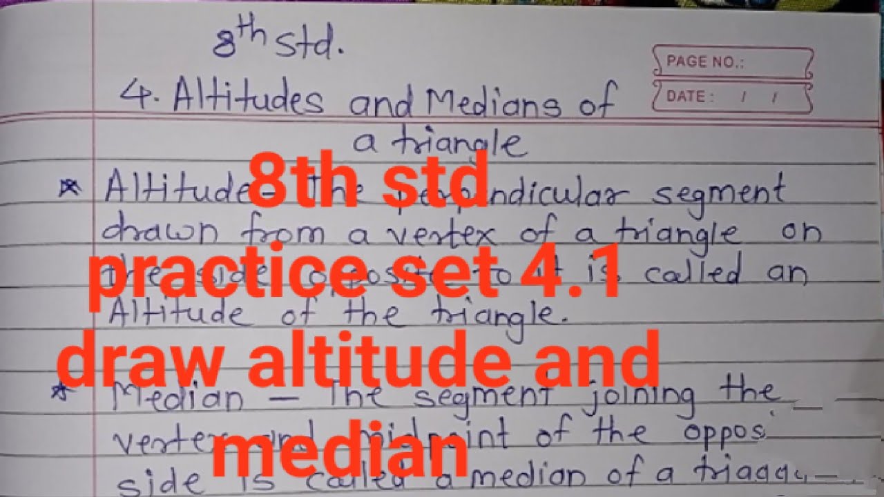8th std practice set 4.1 altitudes and medians of triangle Q.5,6,7 ...