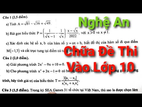 Chữa Đề Thi Vào Lớp 10 THPT Môn TOÁN 2022-2023《Sở GD-ĐT Nghệ An》THẦY THÙY Chữa Đề Thi Vào Lớp 10 THPT Môn TOÁN 2022-2023《Sở GD-ĐT Nghệ An》THẦY THÙY