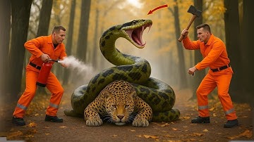 Rescue Team Confront Colossal Python to Free Leopard 🐆