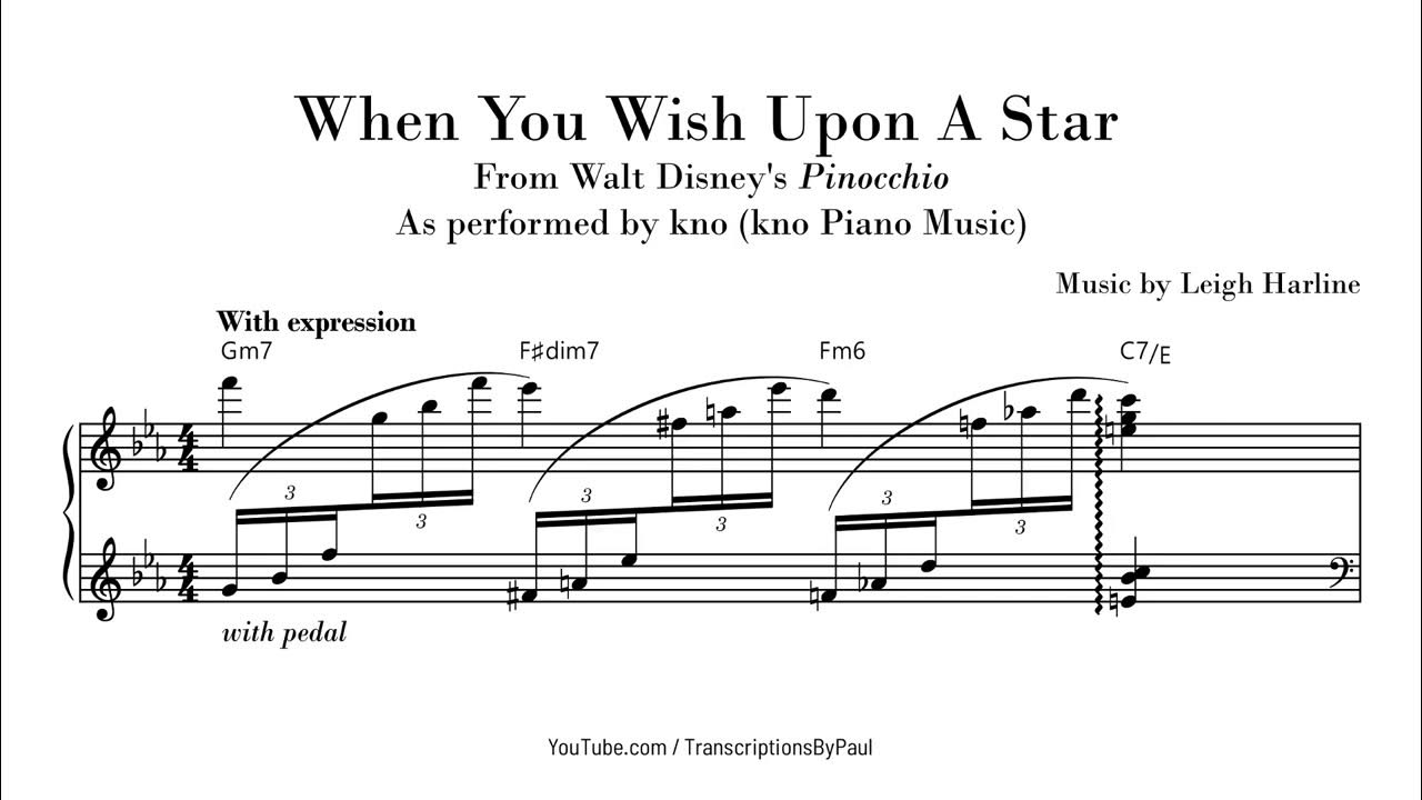 When You Wish Upon A Star - kno Piano Music - Sheet music transcription When You Wish Upon A Star - kno Piano Music - Sheet music transcription