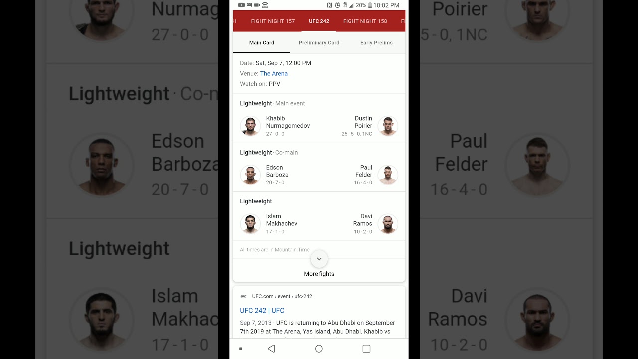 UFC 242 Fight Card