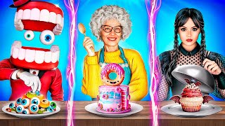 Grandma VS Caine VS Wednesday Cooking Challenge!
