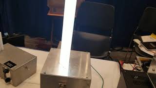 Dr. Theodore Anderson's plasma antenna prototypes at booth at IEEE APS/URSI  2019 Conference .