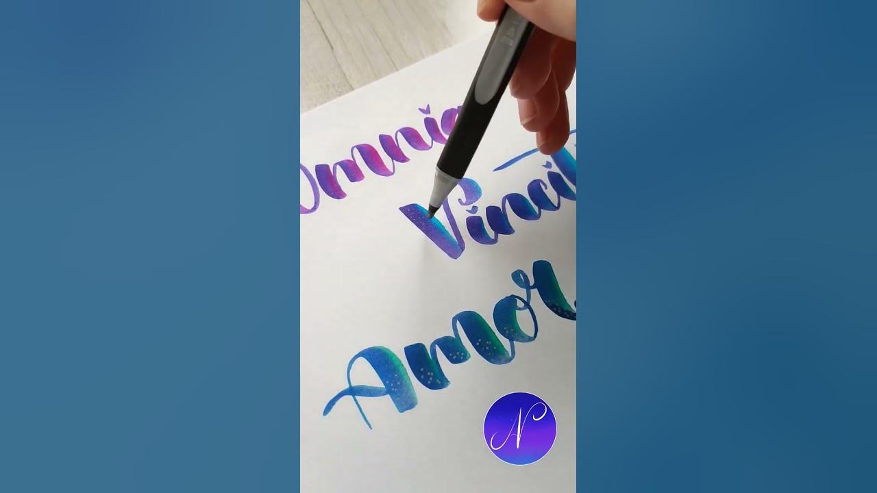 Lettering with Giotto Turbo Soft Brush 💜💖💙 #shorts #lettering  #stationery #giotto 