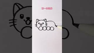 How to draw simple cat from circle  #drawing #draw #painting I Chill how to draw