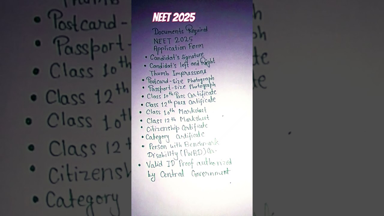 NEET 2025 required documents application form 🩺🩺🩺🩺