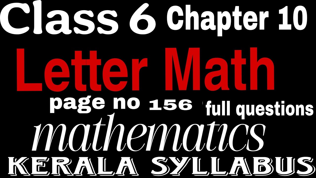 Class 6|Chapter 10|Letter Math| page no 156 full questions | - YouTube