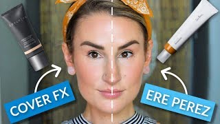 COVER FX vs ERE PEREZ FOUNDATION | Does Dimethicone Matter? | Clean Beauty Side By Side Wear Test