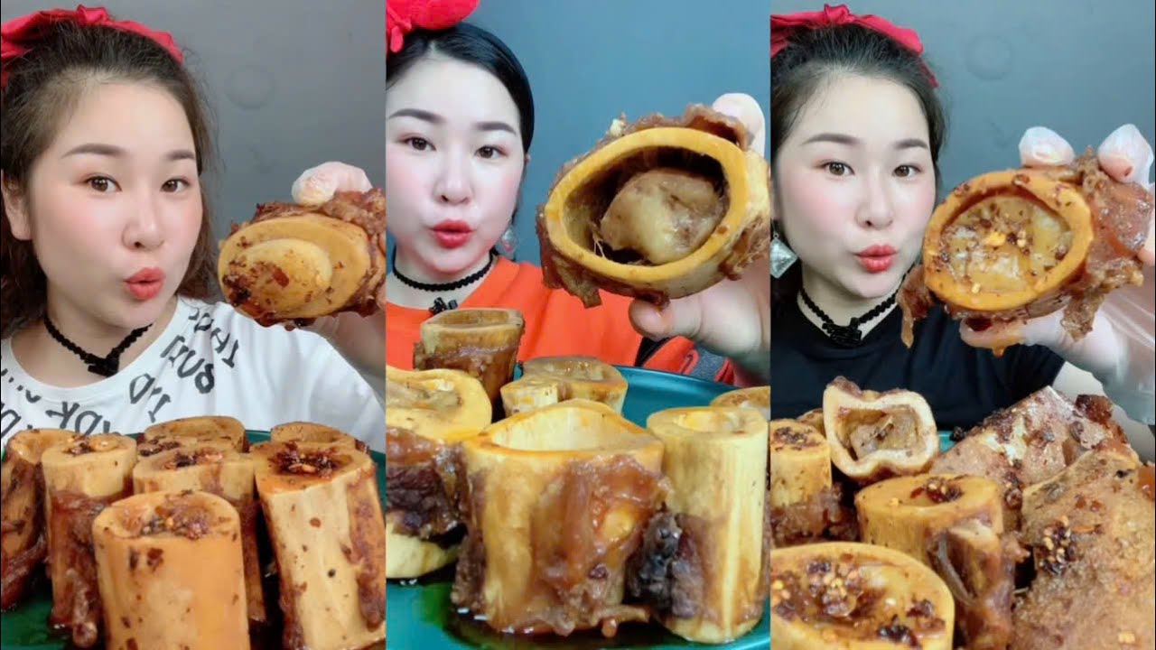 ASMR MUKBANG CHINA EAT BEEF Bone Marrow, SPICY BONE Marrow Eater, 吃牛骨髓, 골수를 먹다 #319