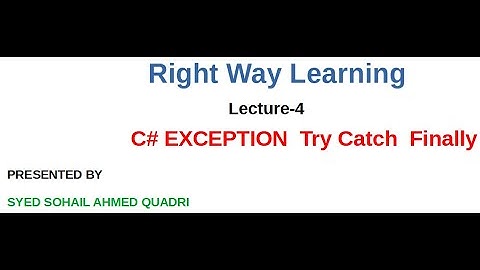 C# Exception Try Catch Block [Urdu/Hindi] For Beginners
