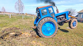 Старый советский трактор Т 40 против ПЕНЬКОВ. Как в Украине пеньки вытягивают. Трактор заглох