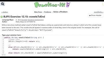 Java Practice It | Exercise:12.15: vowelsToEnd | recursion recursive programming