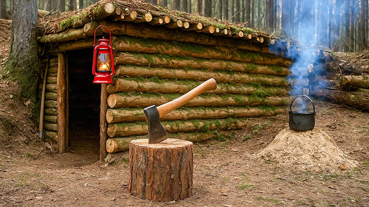 Construction of a warm shelter with a fireplace inside. Stayed overnight in a survival shelter