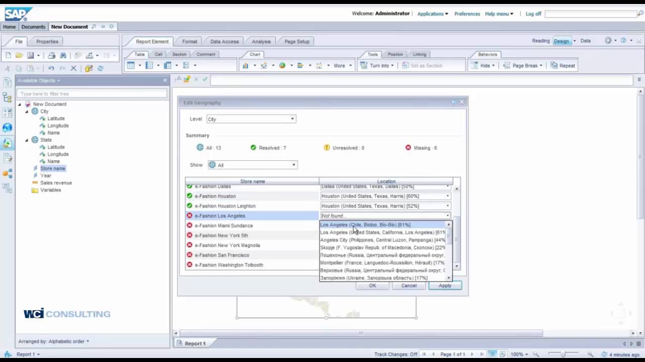 Geographical Mapping In Webi What S New In Sap Bobj 4 2 Youtube
