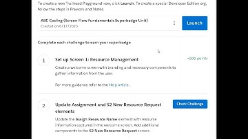 Set up screen 1: Resource Management | Screen Flow Fundamentals Superbadge Unit | Salesforce