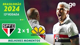 Thumbnail for SÃO PAULO 2 X 1 CRICIÚMA | MELHORES MOMENTOS | 12ª RODADA BRASILEIRÃO 2024 | ge.globo