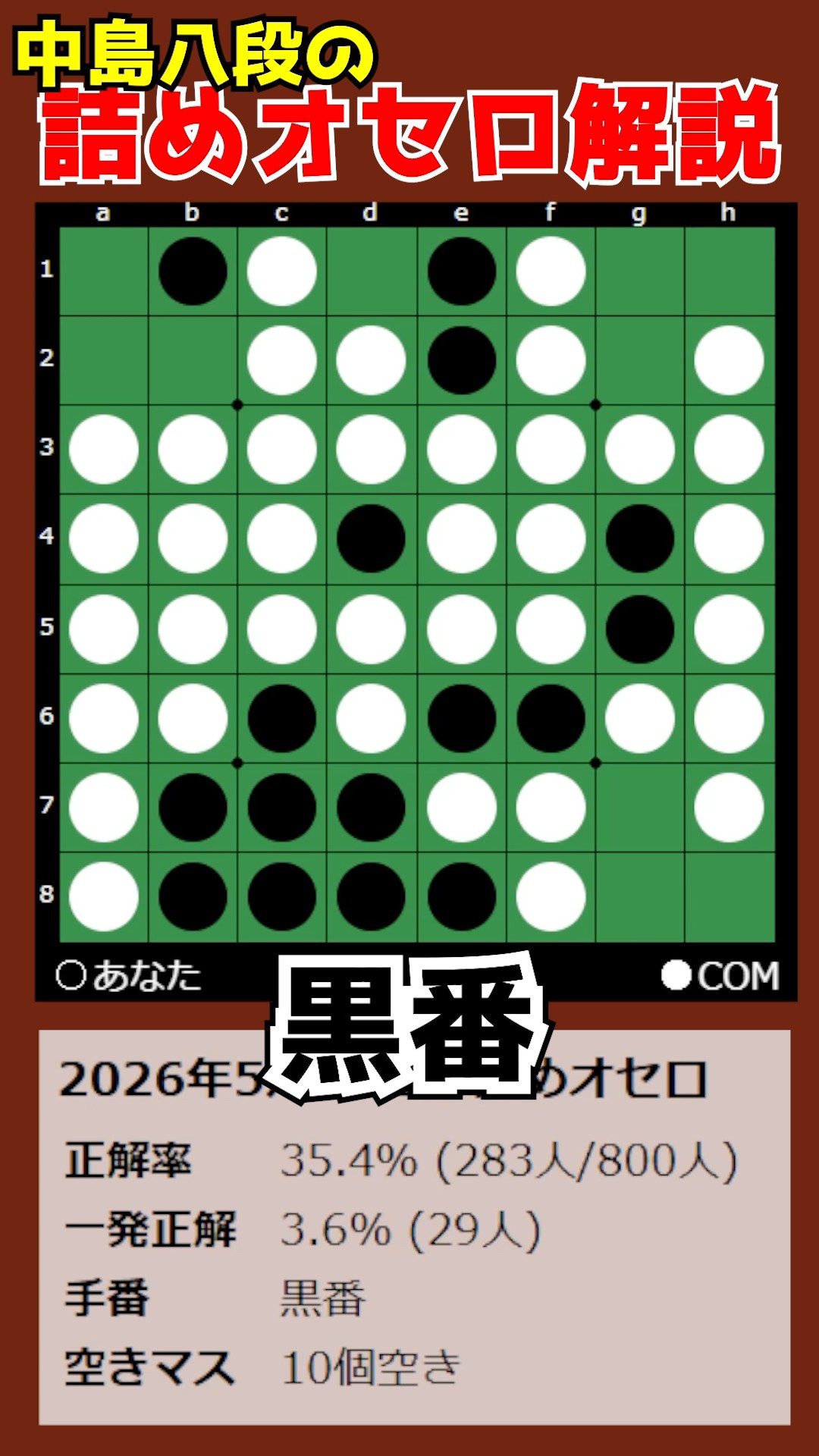 8th Dan Nakajima's Othello Puzzle Commentary 05/30/2026 #shorts