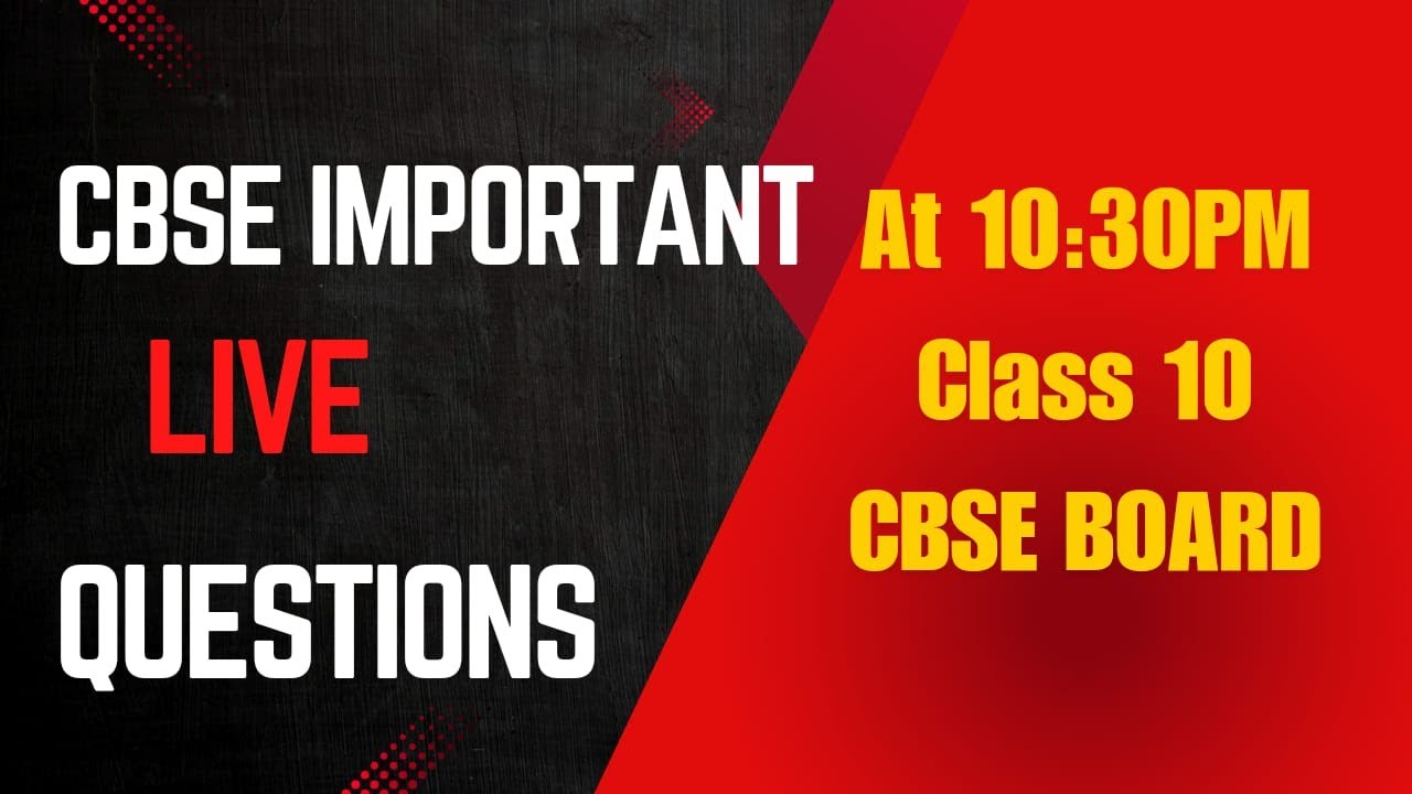 CBSE IMPORTANT QUESTIONS - YouTube