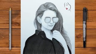 How to draw a Girl with Glasses step by step 2020 | Pencil Sketch | face Drawing | The Crazy Sketche