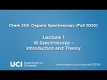 Chem 203. Lecture 01: IR Spectroscopy Introduction and Theory