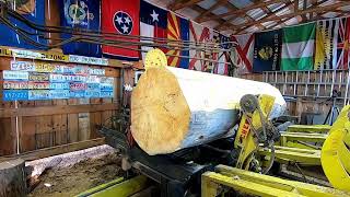 sawing the biggest pine log ever on this sawmill & Merry Christmas # 373