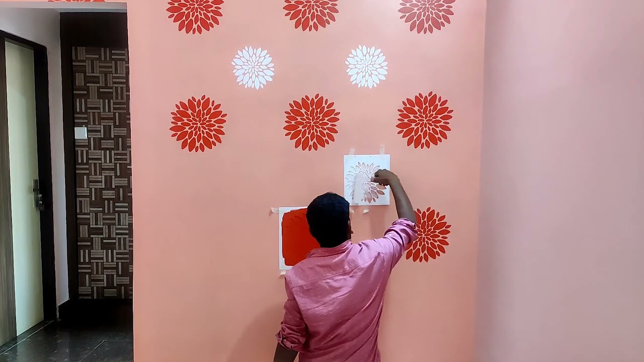 Asian paints stencil design for bedroom How to apply stencil texture design royale play