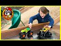 MONSTER TRUCKS PLAY AT THE PARK 🛝 Earth Shaker &amp; Ninja Turtle Save Monster Mutt!