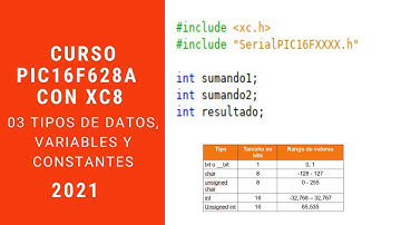 Curso de microcontroladores PIC16F628A con XC8 3ª parte: Tipos de datos, Variables y Constantes.