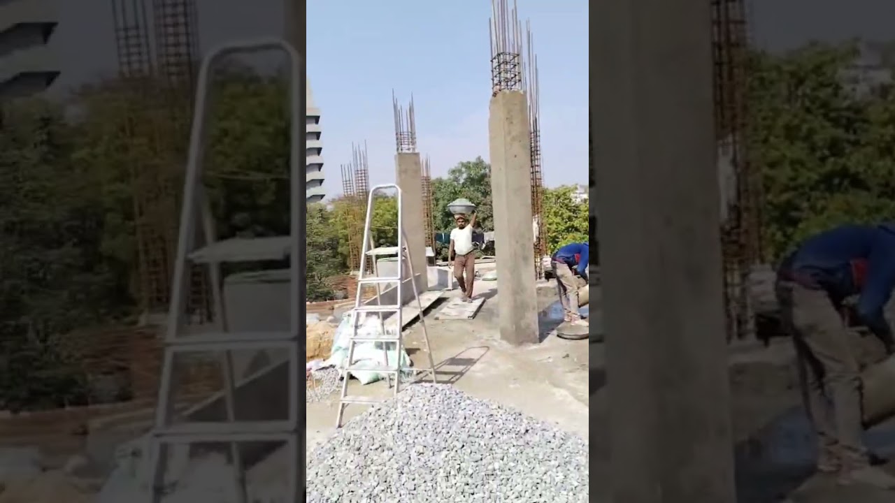 Column casting work progressing and coarse aggregate & sand lifting work for column casting work